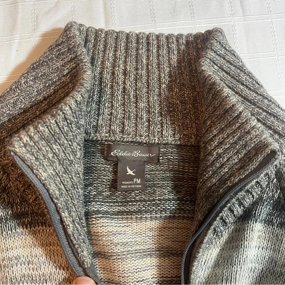 Eddie Bauer Grandmacore Women's PM Cotton Sweater Cardigan Chunky Full Zip - Picture 4 of 10